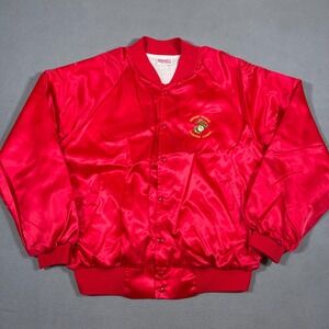 Vintage US Marine Corps Bomber Jacket XL Red Satin Hartwell Military Made in USA